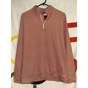 NWT Southern Point Co 1/4 Zip Pullover Mens Medium Orange Striped Golf Stretch